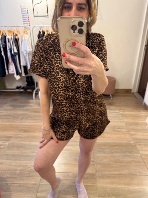 Producto - Pijama camisero print corto tela hawai - 1