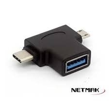 Producto - Adaptador Otg Usb 3.0 A Micro + Tipo C Netmak NM-TC3