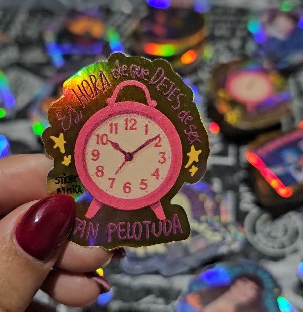 Producto - Sticker reloj holo dorado
