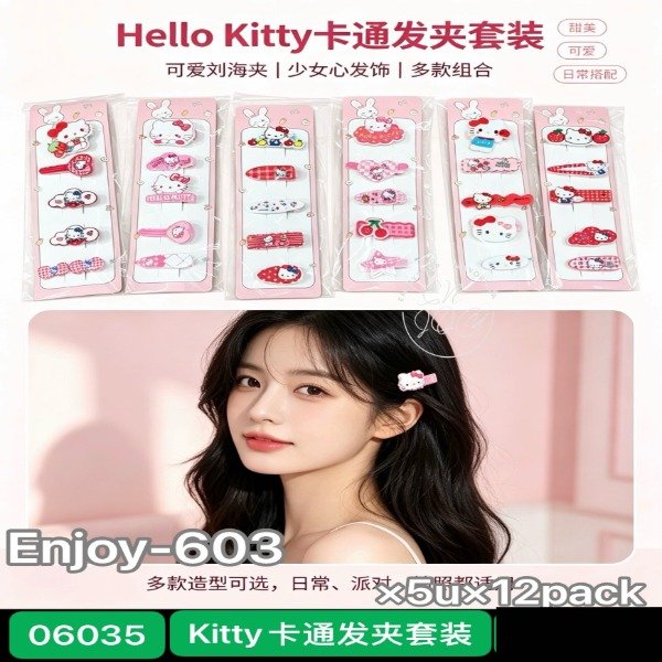 Producto - PACK X12 BLISTER X5U HEBILLAS PARA EL PELO KITTY ENJOY603