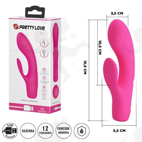 Producto - Estimulador Vibrador de punto G y clitoris carga USB - Pretty Love