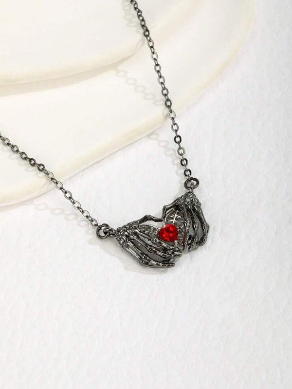 Producto - Collar Cadena Skull Corazón Red Gothic