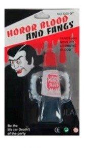 Producto - SANGRE FALSA CON DIENTES DE VAMPIRO/DRACULA HORROR BLOOD