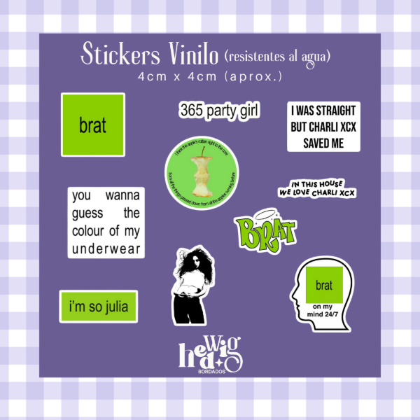Producto - Pack 10 Stickers Vinilo CHARLI XCX brat