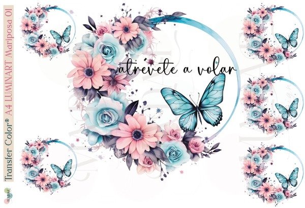 Producto - TRANSFER COLOR A4 LUMINART "MARIPOSA 01"