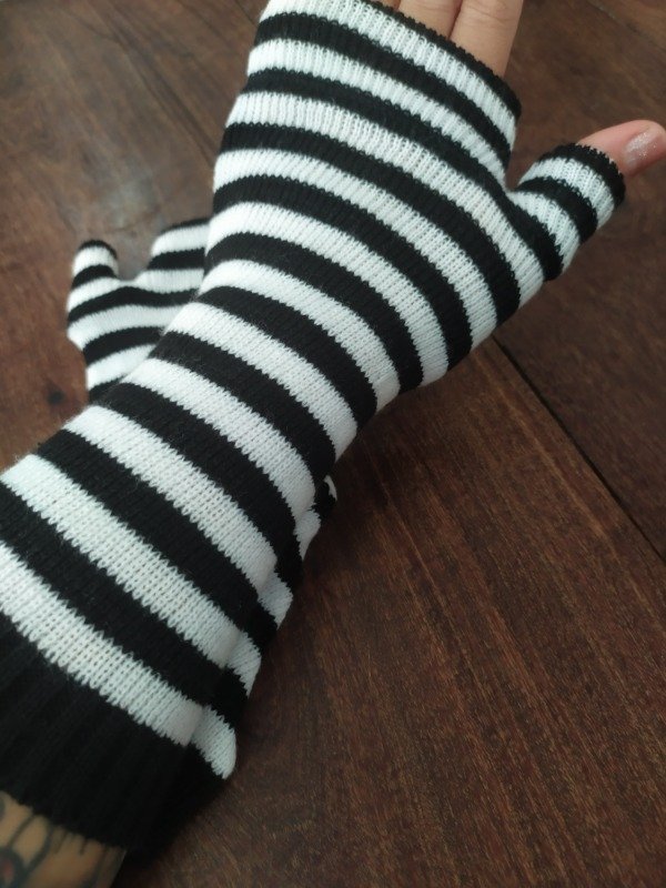 Producto - Mitones guantes rayados tejidos