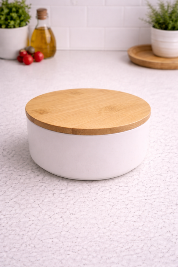 Producto - Caramelera de Cerámica con Tapa de Bambú