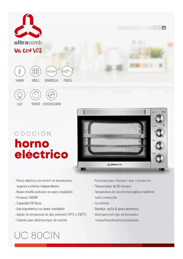 Producto - HORNO ELECTRICO ULTRACOMB 80LITROS /UC80-CIN
