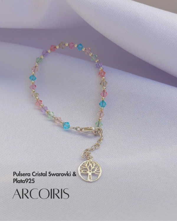 Producto - Pulsera Arcoiris Cristal Swarovky y Plata.
