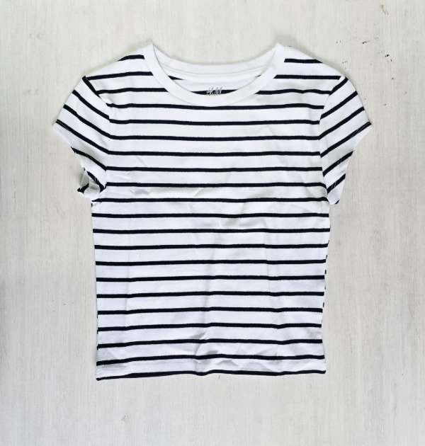 Remera manga corta HyM talle 10/12 rayada blanca y negra