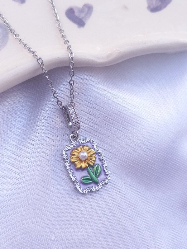 Producto - cadenita cuadrito girasol silver