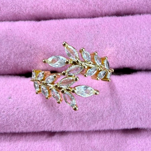 Producto - Anillo hojitas Gold-Acero Talle 17