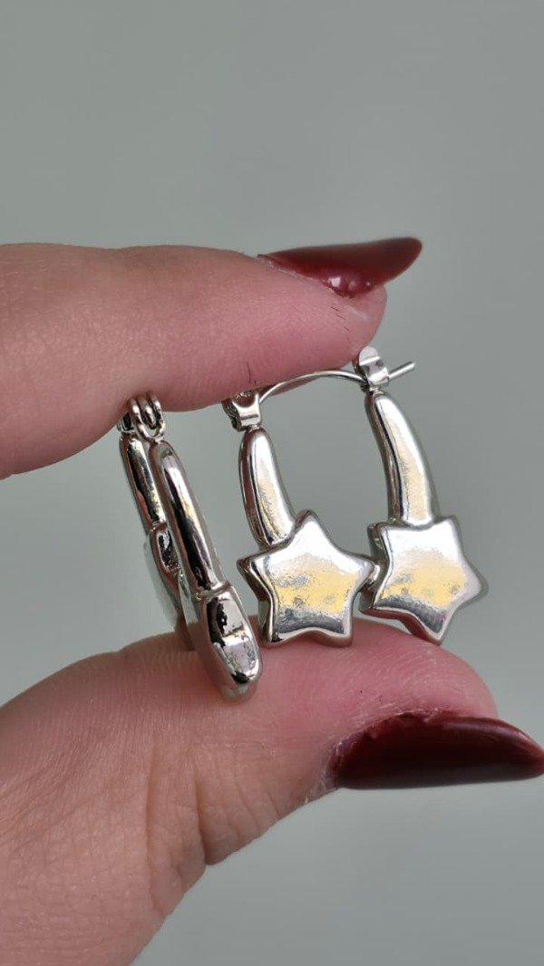 Producto - Argollas plateadas estrella fugaz