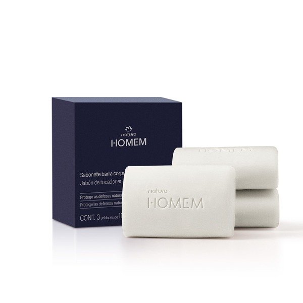 Producto - Jabones en barra cremosos de cuerpo y barba Homem (3 de 110g c/u)