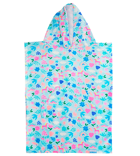 Producto - Poncho Toalla Unicornio Celeste