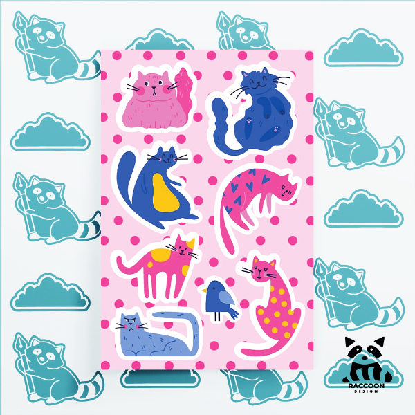 Producto - Plancha de Stickers Michis full Colour