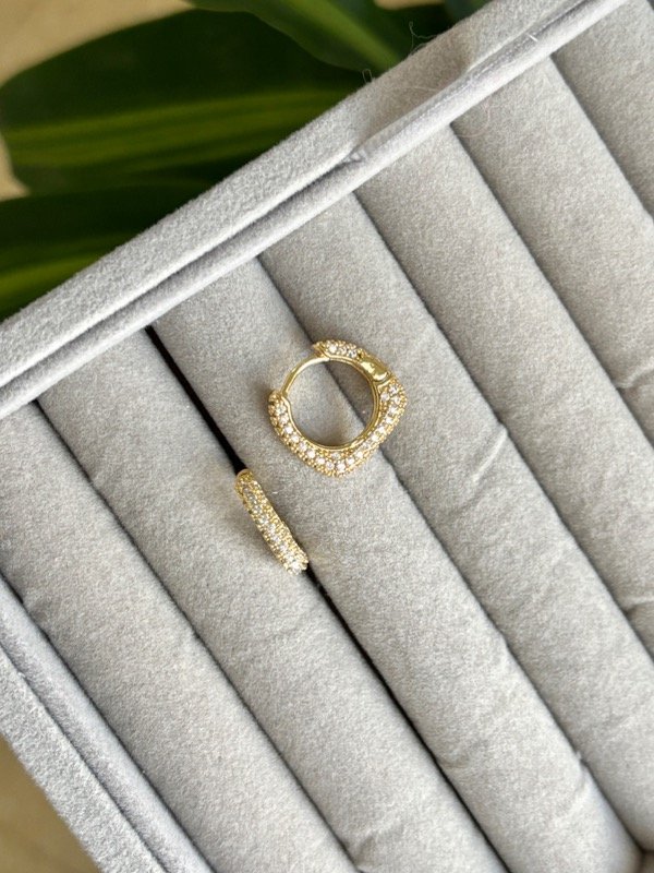 Producto - Argollas Full MicroCristal Acero Dorado