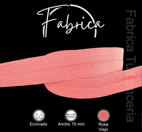 Producto - Envivado o Elástico Partido Rosa Viejo 15mm (1 metro)