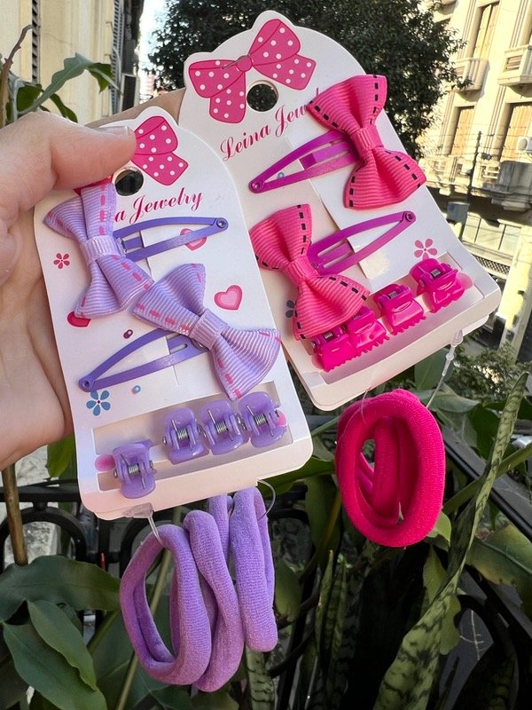 Producto - 2 set de hebillas con moñito y colitas