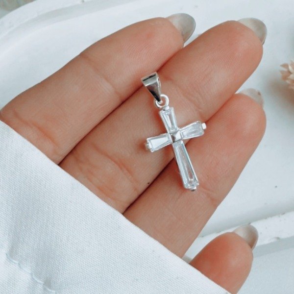 Producto - Dije Cruz Plata 925 Y Cristal