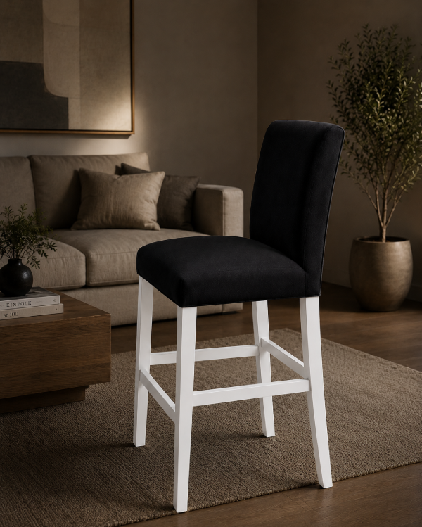 Producto - SILLA BUTACA DE MADERA PARAÍSO DE ALTA CALIDAD CON ASIENTO EN PANA PATAS BLANCAS