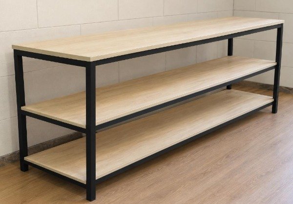Producto - Mesa isla hierro y melamina 200x60x100