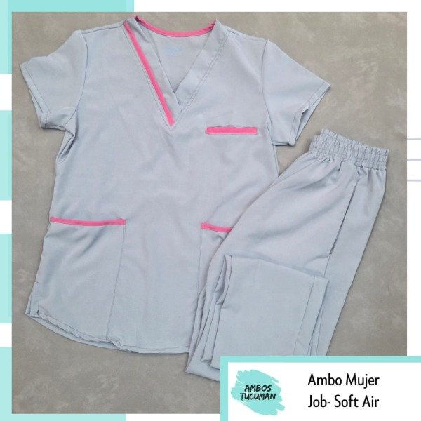 Producto - Ambo Eco 2 Soft Air Gris Perla detalle Rosa