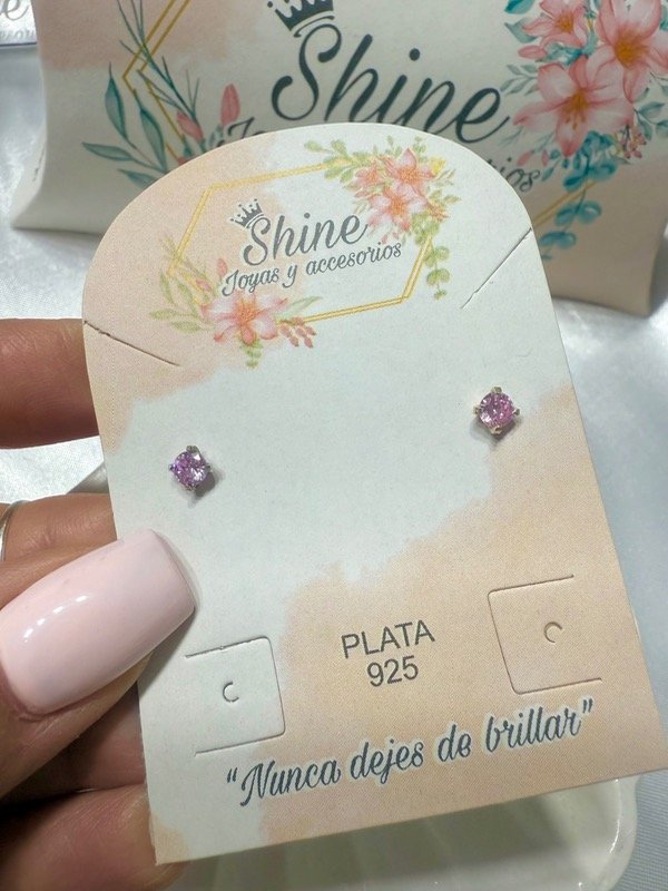 Producto - Aritos cubic Rosa 4mm plata 925