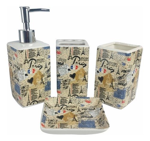 Producto - Juego de baño de cerámica estampada