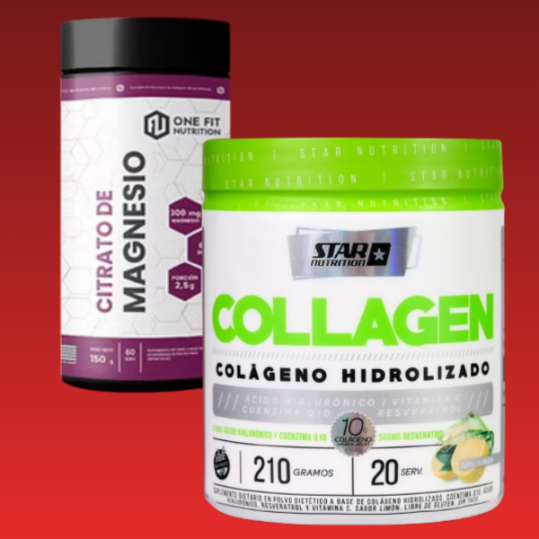 Producto - Colageno 210gs. STAR NUTRITION + Magnesio 150gs. ONE FIT NUTRITION