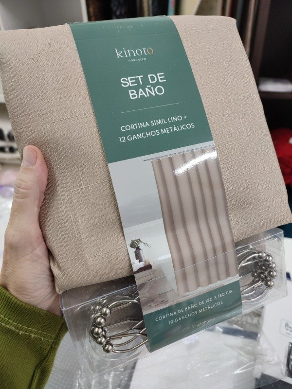 Producto - KIT DE BAÑO SIMIL LINO + GANCHOS ACERO.