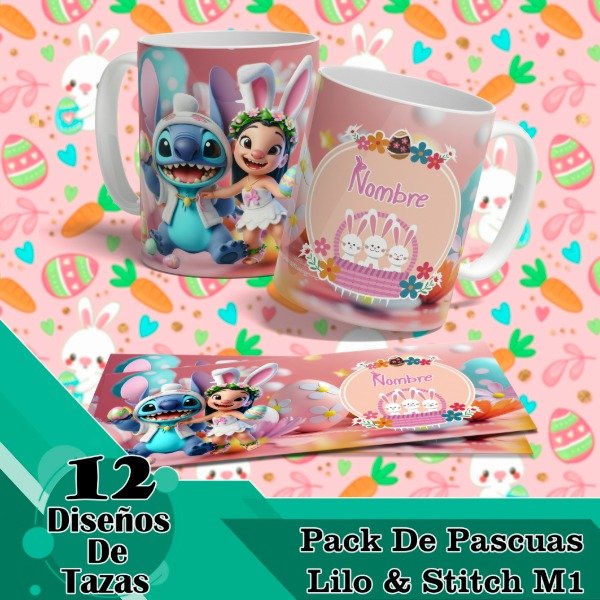 Producto - Diseños Digitales / Plantillas Para Tazas De Lilo Y Stitch Pascuas M1