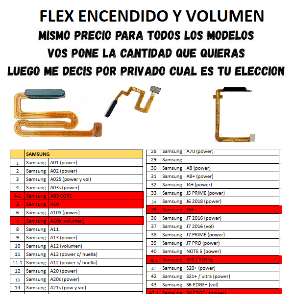 Producto - Flex power encendido / Volumen para SAMSUNG