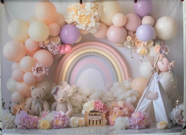 Producto - FONDO TEDDY ARCOIRIS GLBOS CARPA TEEPEE CON FALLA  T 200X150 NA98