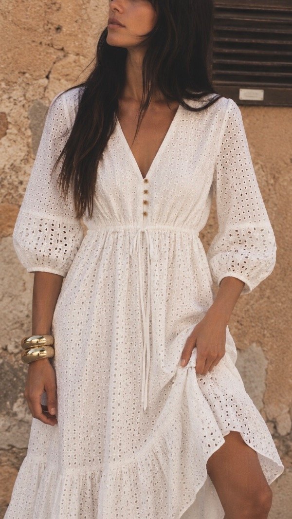 Producto - Vestido bordado perforado Zara - 1