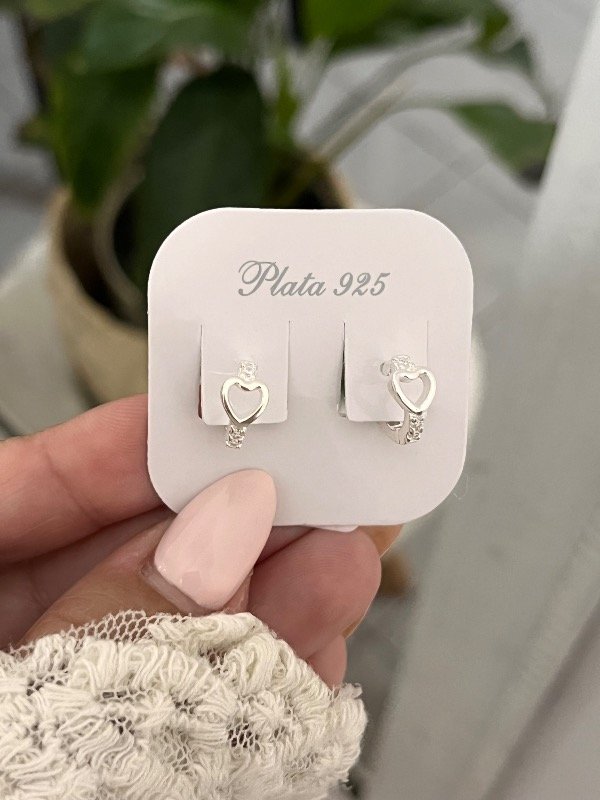 Producto - Aros argollas con corazón y cubic