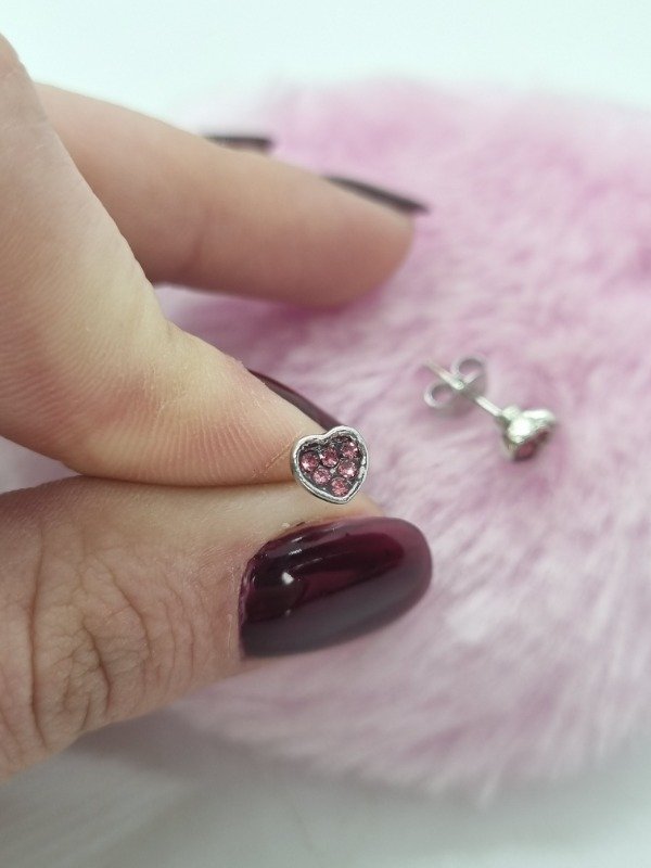 Producto - Aros acero quirurgico pasante corazon multistrass color mini