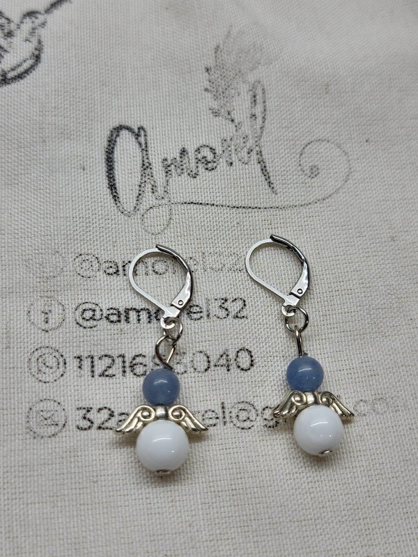Producto - Aros Ángel Cuarzo Azul y Onix Blanco