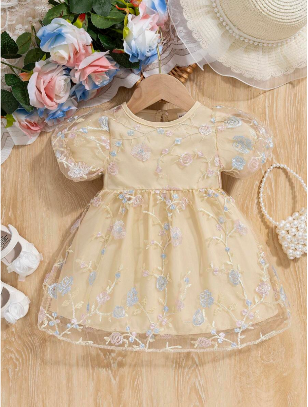 Producto - Vestido para Niñas de tul bordado Creamy Balloon