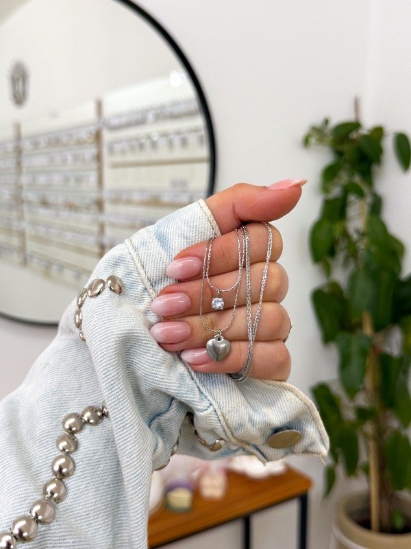 Producto - Cadenita acero quirúrgico doble corazón y cúbic