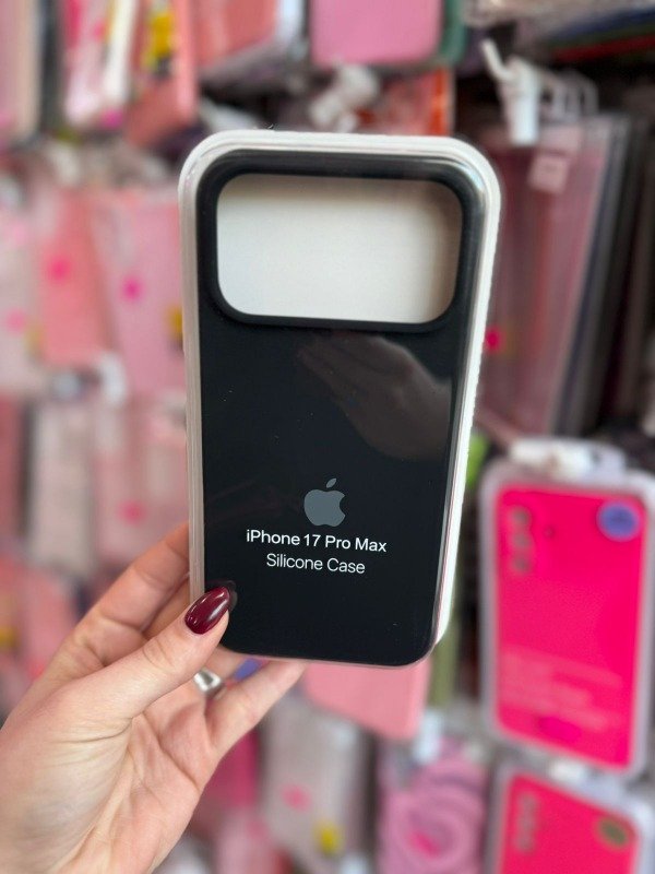 Producto - Silicone case Iphone 17 pro max negro manzana clara