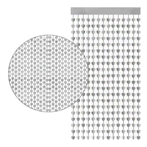 Producto - Cortina de corazones color plateado