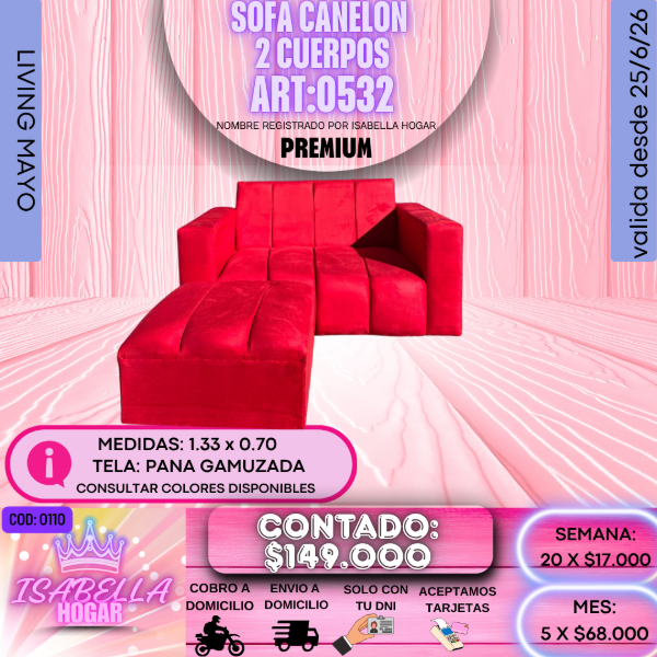 Producto - SOFA CANELON 2 CUERPOS