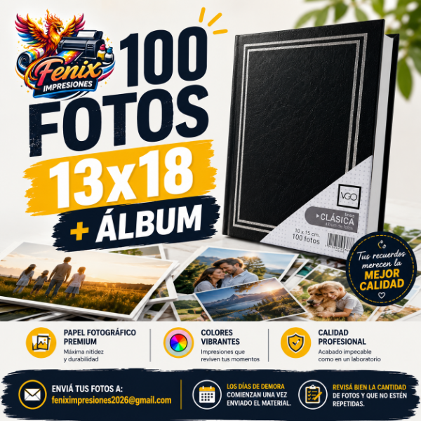 Producto - 100 fotos de 13x18 mas álbum - 0