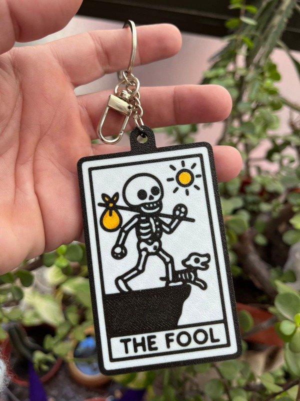 Producto - LLAVEROS- CARTA TAROT EL LOCO ESQUELETO