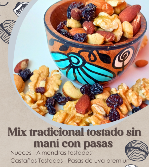 Producto - Mix tradicional tostado sin maní con pasas de uva