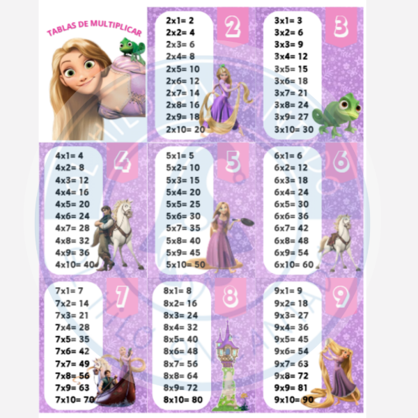 Producto - PDF: Tablas de multiplicar Rapunzel