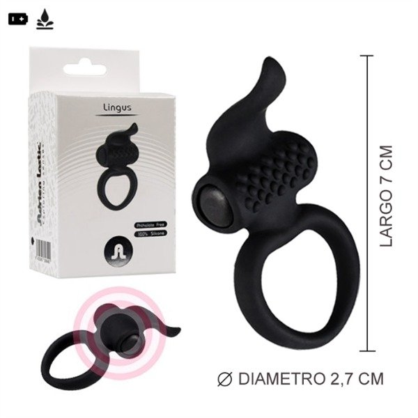 Producto - ANILLO LINGUS VIBRADOR CON ESTIMULADOR DE CLITORIS