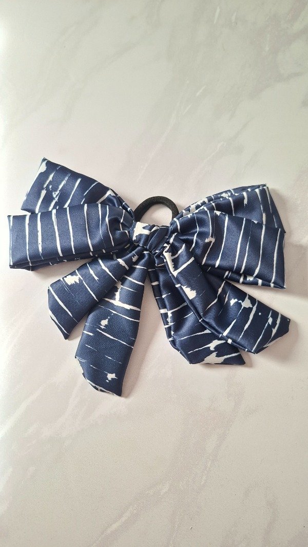 Producto - Moño Satén azul con blanco