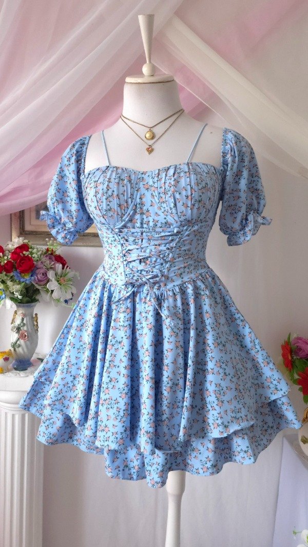 Producto - Vestido Coquette Sarah Celeste Estampado! IMPORTADO NUEVO - 0